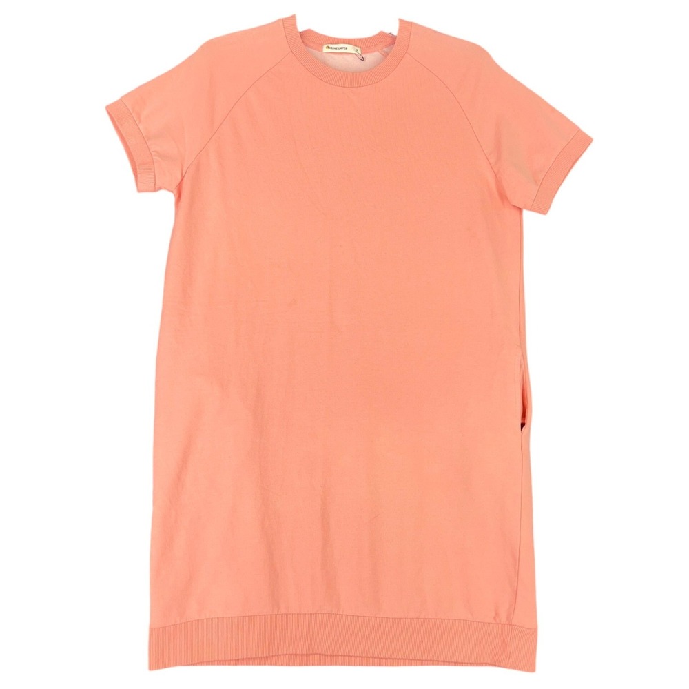 Marine Layer Sport Fleece Crew Dress Knit Pockets‎ Peach S Womens Coastal Chic